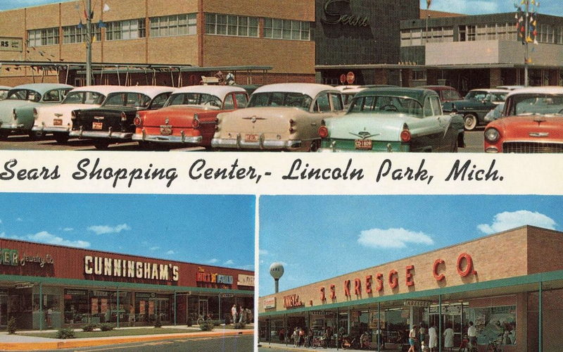 Sears Shopping Center (Lincoln Park Shopping Center) - Vintage Postcard